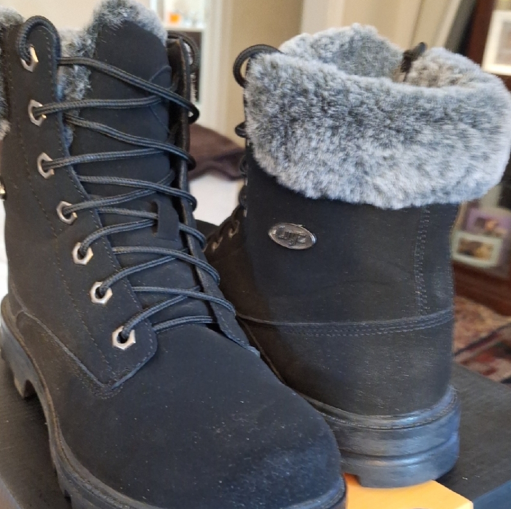 Lugz Women's Black and Gray Fur-Lined Ankle Boots